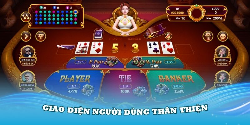 Giao diện người dùng thân thiện khi chơi Baccarat i9Bet